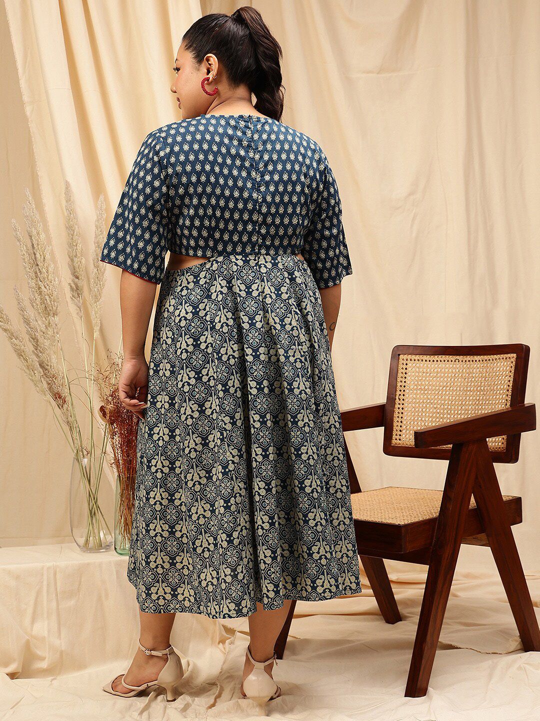 CURVY STREET Ethnic Motifs Print A-Line Dress
