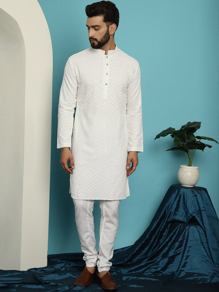 SOJANYA Motif Etnik Sulam Kurta Kapas Tulen dengan Churidar