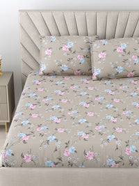 BOMBAY DYEING Florentine Grey Printed Pure Cotton 144 TC Queen Bedsheet Set 2.28 X 2.54 m
