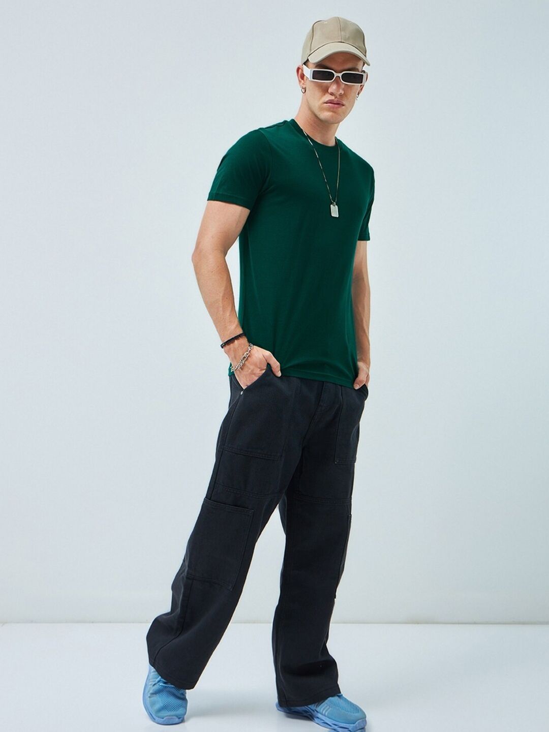 Bewakoof Green Regular Fit Pure Cotton T-shirt