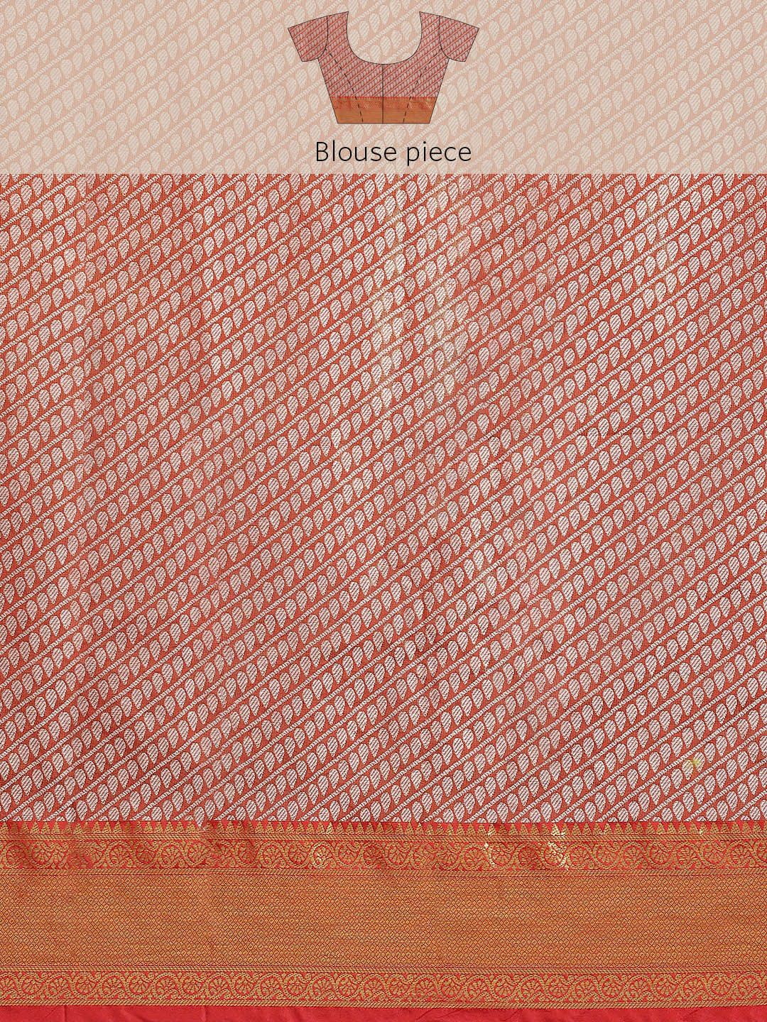 Silk Land Orange Floral Zari Ikat Saree