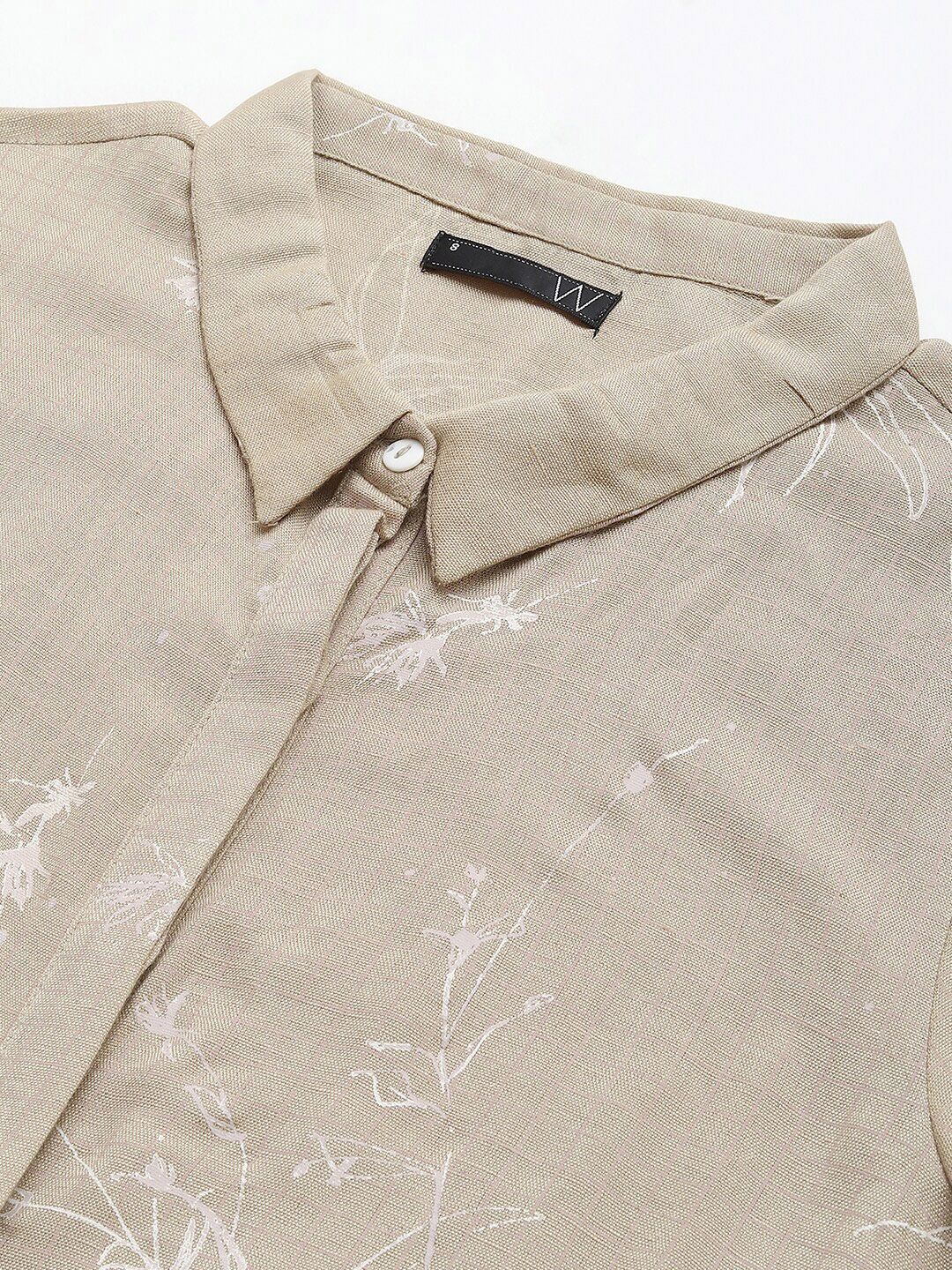 W Brown Floral Shirt Midi Dress
