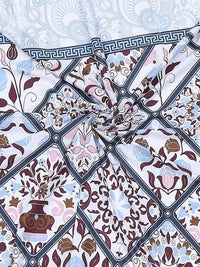 Monte Carlo Blue & Pink Floral Printed Cotton 144 TC Single Bedsheet Set 2.29 m x 1.52 m