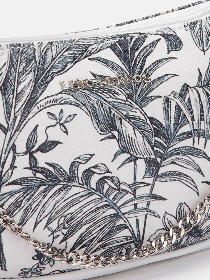 Lino Perros Floral Printed Structured Shoulder Bag With Chain Detail