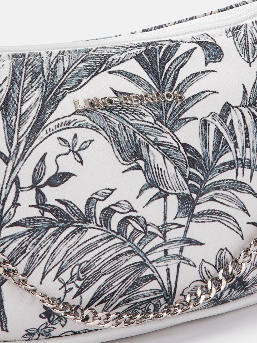 Lino Perros Floral Printed Structured Shoulder Bag With Chain Detail