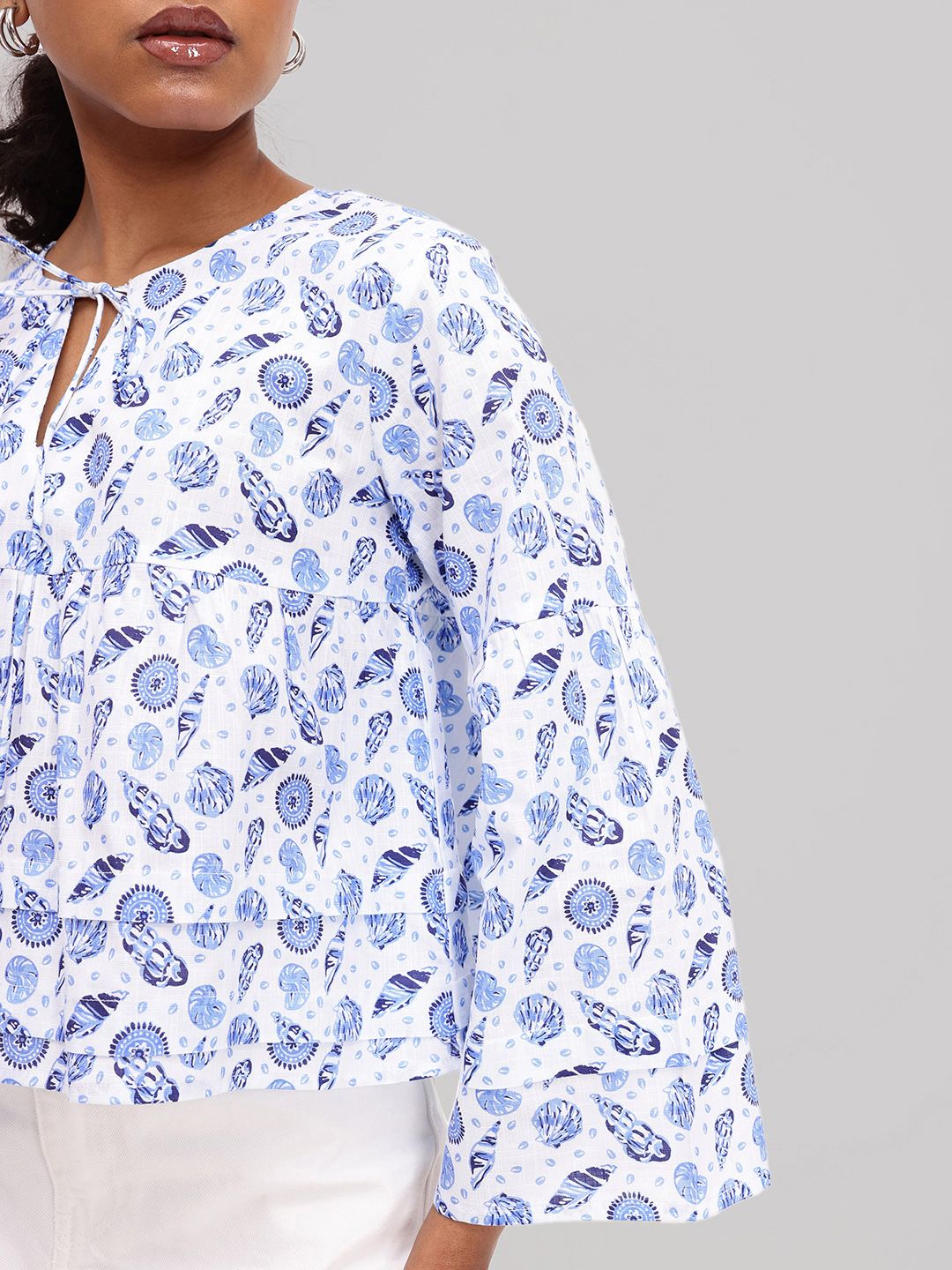 DressBerry Oceanic Pearls Printed A-Line Top