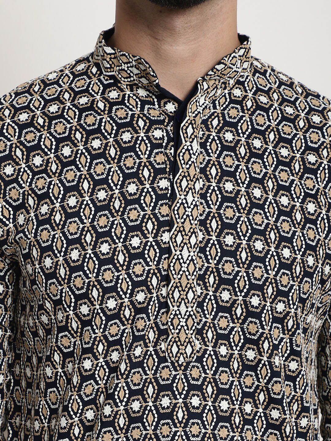 SOJANYA Ethnic Motifs Embroidered Thread Work Cotton Straight Kurta