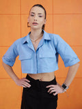 STREET 9 Comfort Boxy Pure Cotton Crop Casual Shirt
