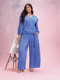 DressBerry Plus Size Solid Accordion Pleats Co-Ords