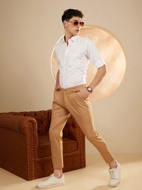 DENNISON Men White Smart Slim Fit Solid Formal Shirt