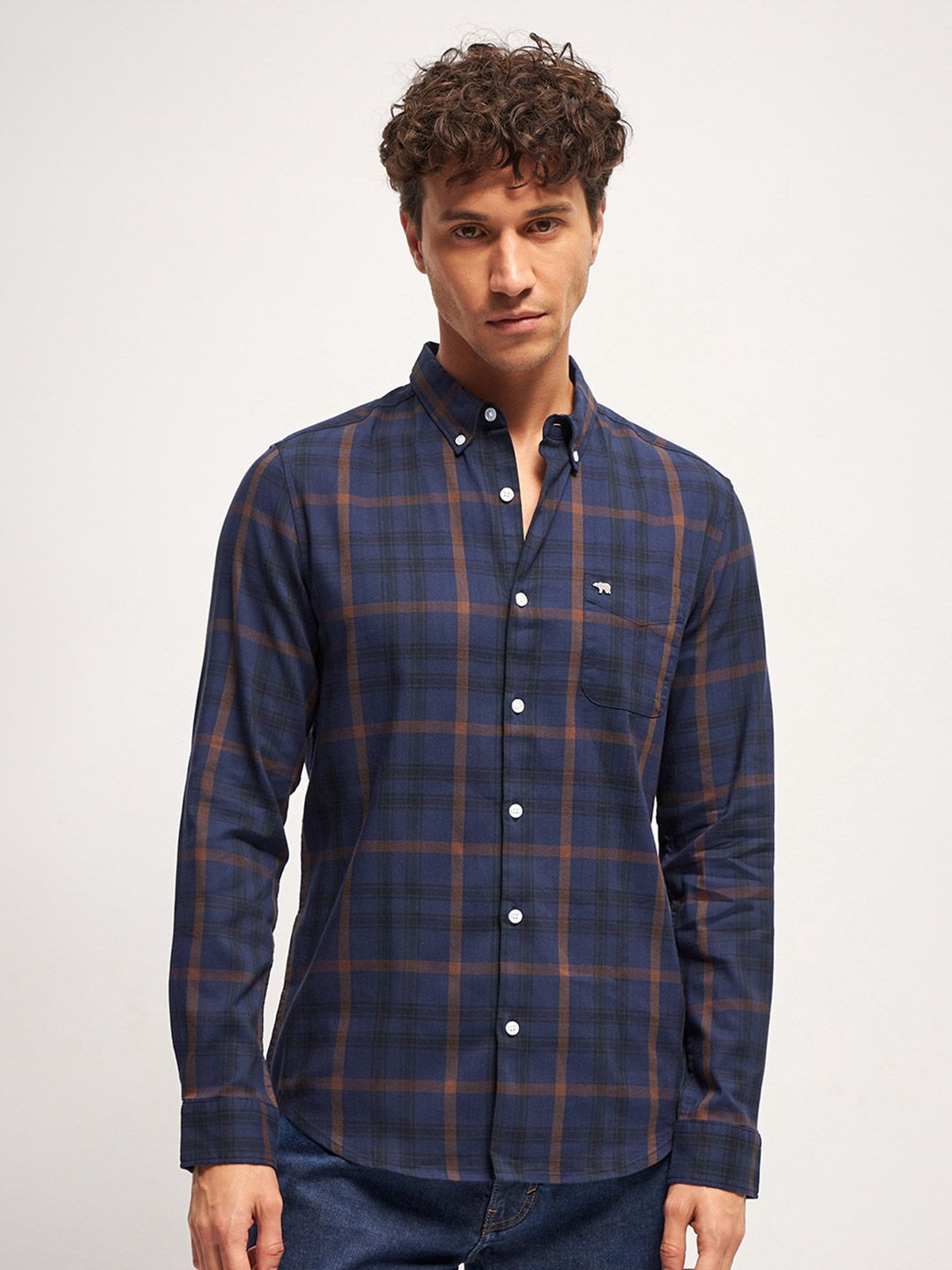 THE BEAR HOUSE Men Slim Fit Tartan Checks Opaque Checked Casual Shirt