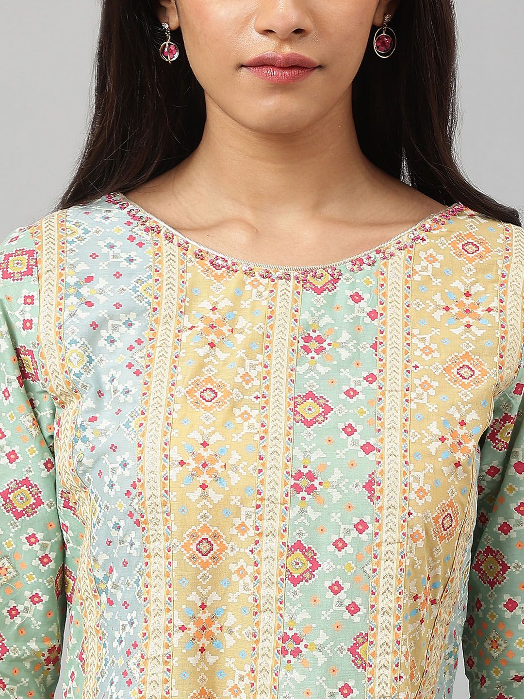 W Ethnic Motifs Printed Pure Cotton A Line Kurta