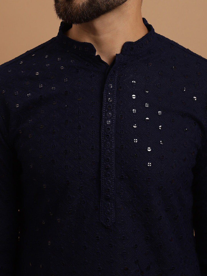SOJANYA Ethnic Embroidered Sequinned Pure Cotton Kurta & Churidar With Nehru Jacket