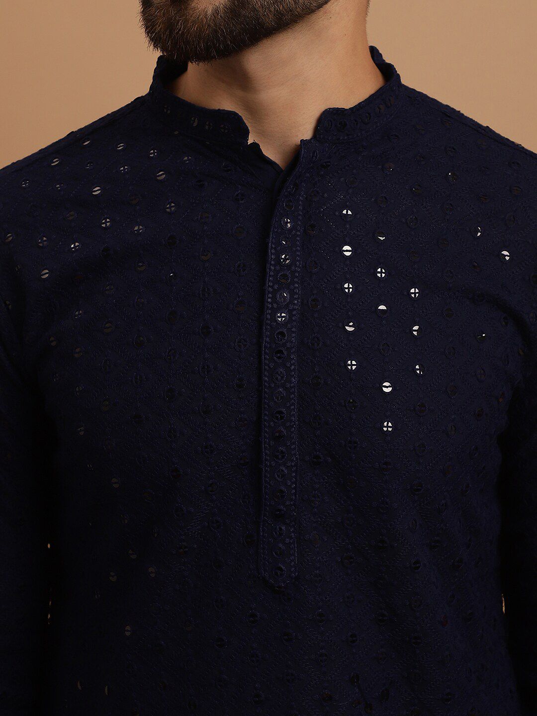 SOJANYA Ethnic Embroidered Sequinned Pure Cotton Kurta & Churidar With Nehru Jacket