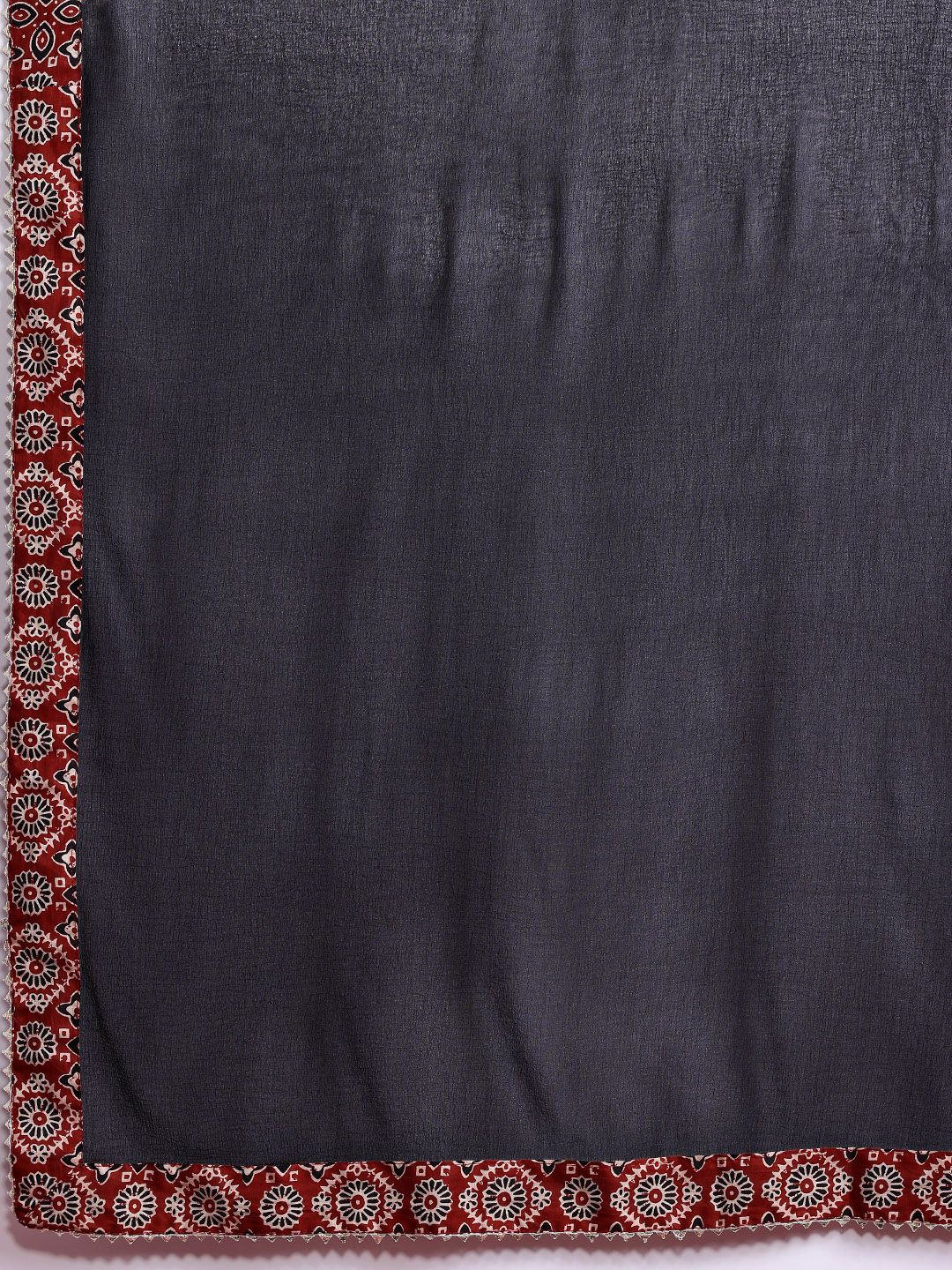 Anouk Women Ethnic Motifs Printed Angrakha Pure Cotton Kurta with Trousers & Dupatta