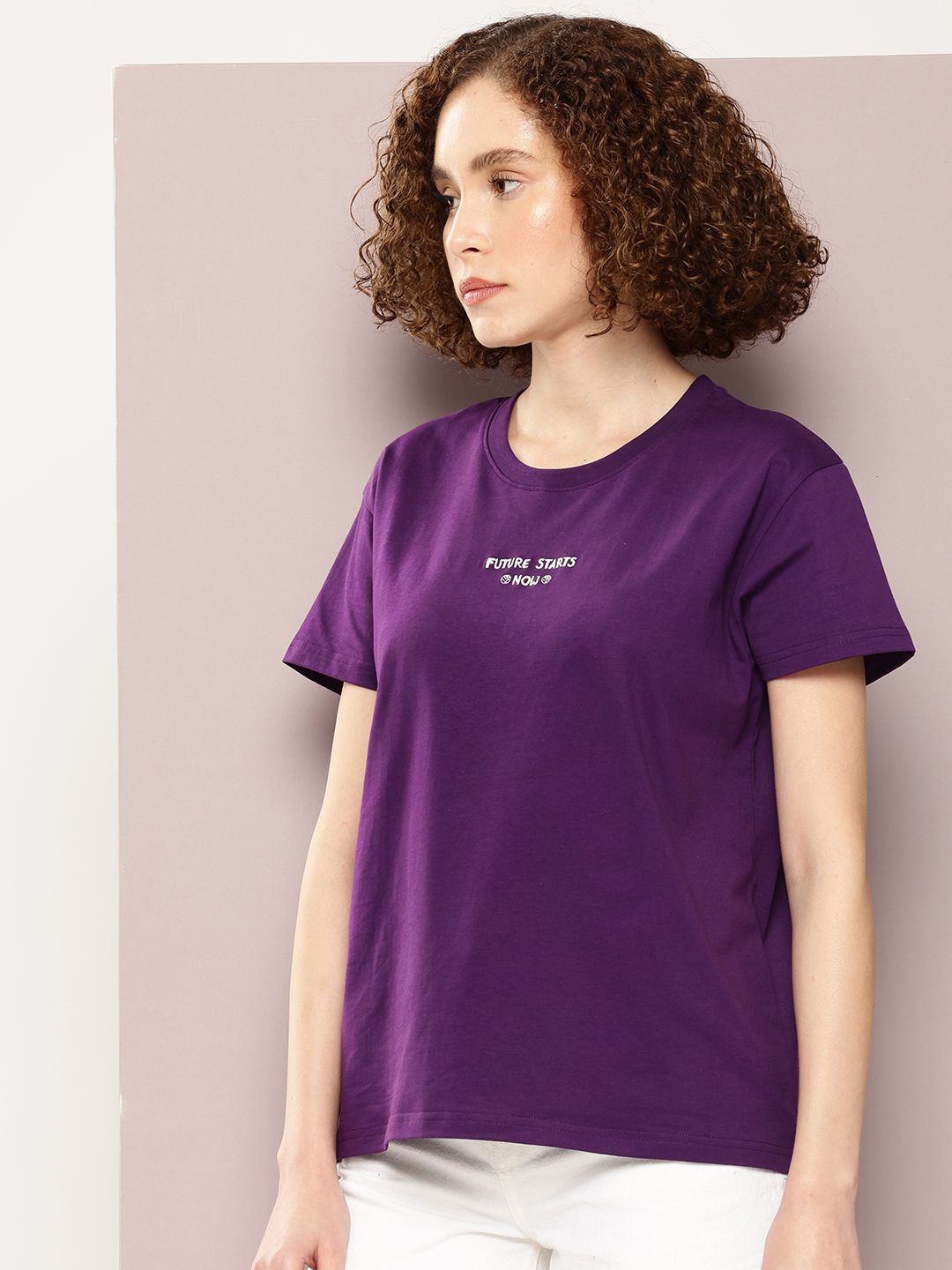 DILLINGER Typography Drop-Shoulder Sleeves Pure Cotton Boxy T-shirt