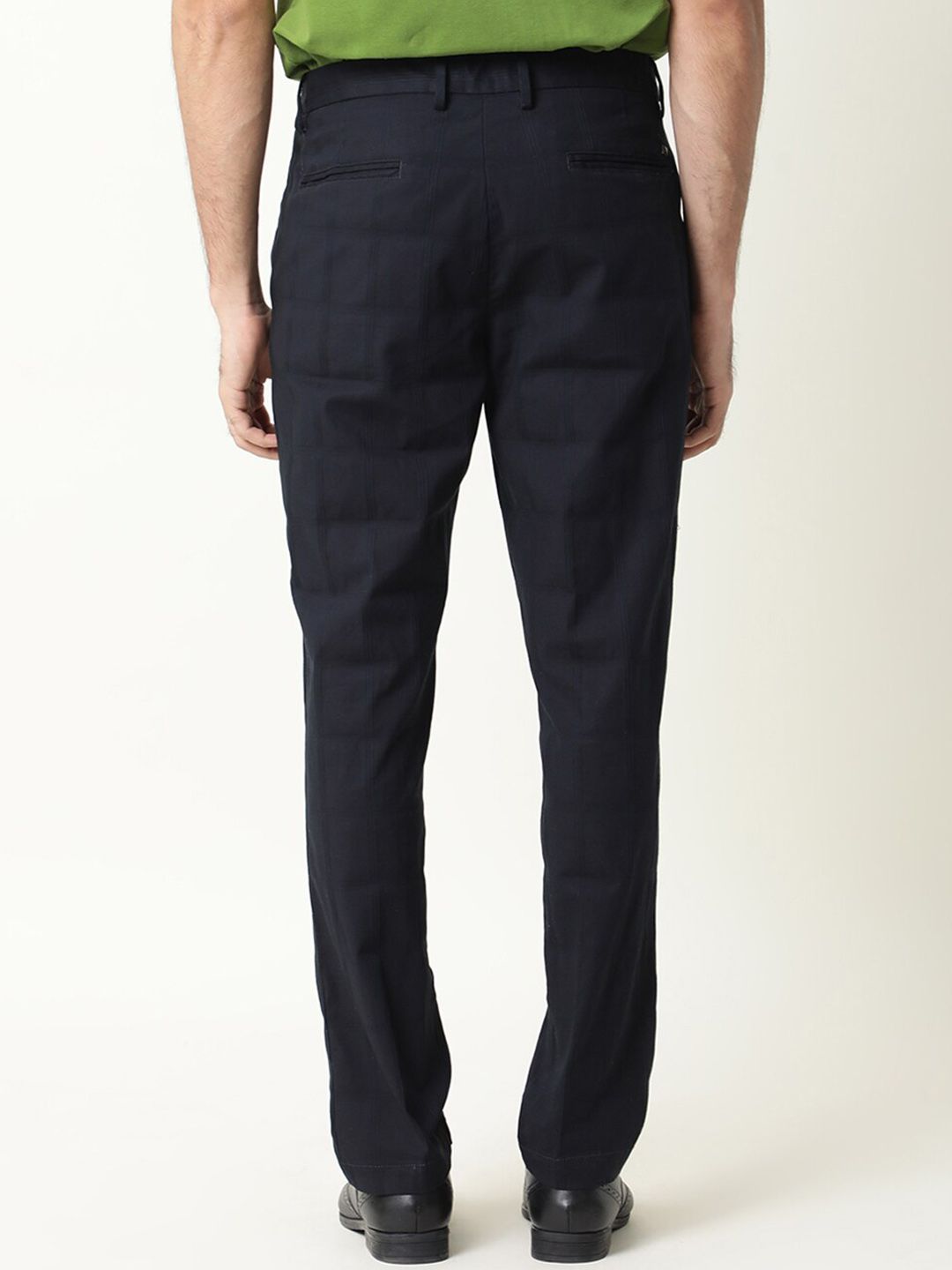 RARE RABBIT Men Alvas Checked Mid Rise Plain Slim Fit Trouser