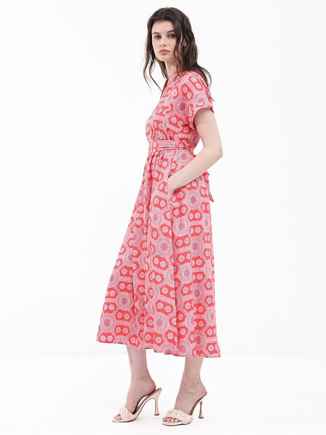 RAREISM Floral Print Fit & Flare Midi Dress