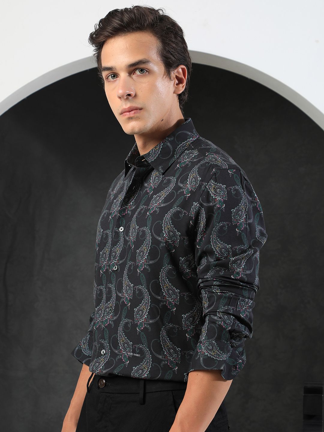 RARE RABBIT Men Crislons Slim Fit Printed Cotton Shirt