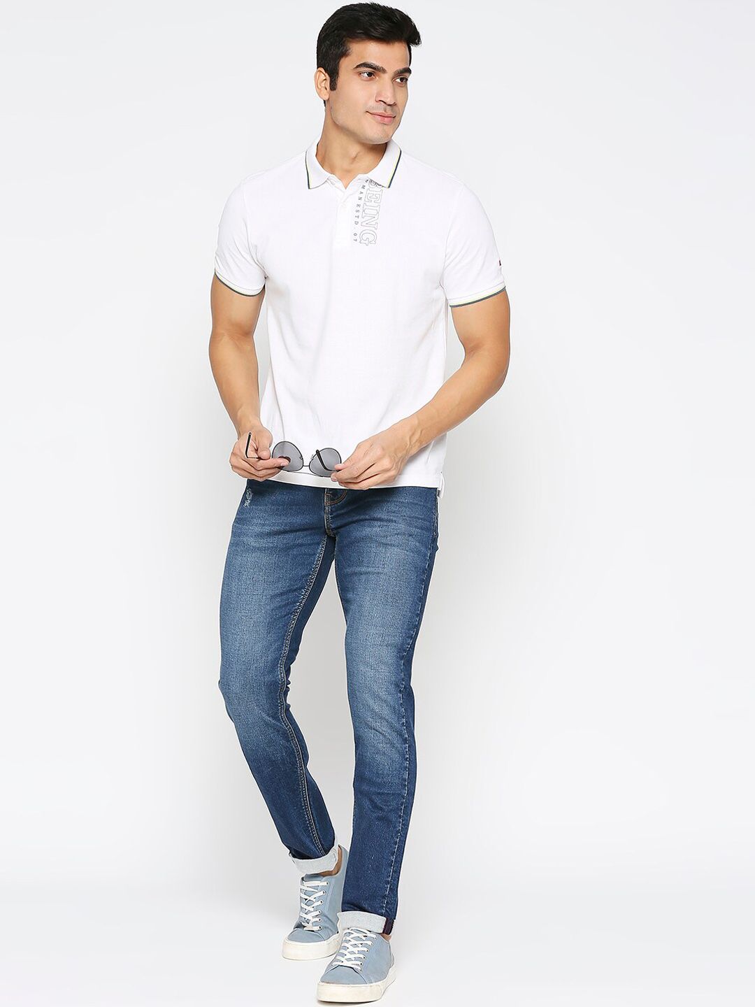 Being Human Men Low Distress Light Fade Slim Fit Jeans