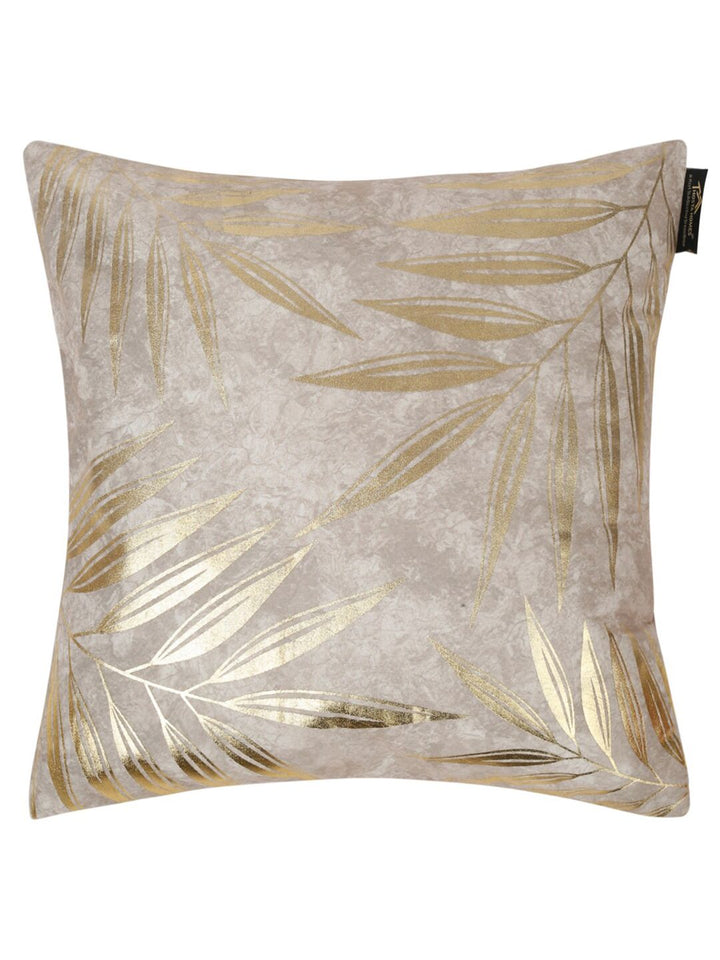 HOSTA HOMES Cream-Coloured & Gold-Toned 2 Pieces Floral Velvet Square Cushion Covers