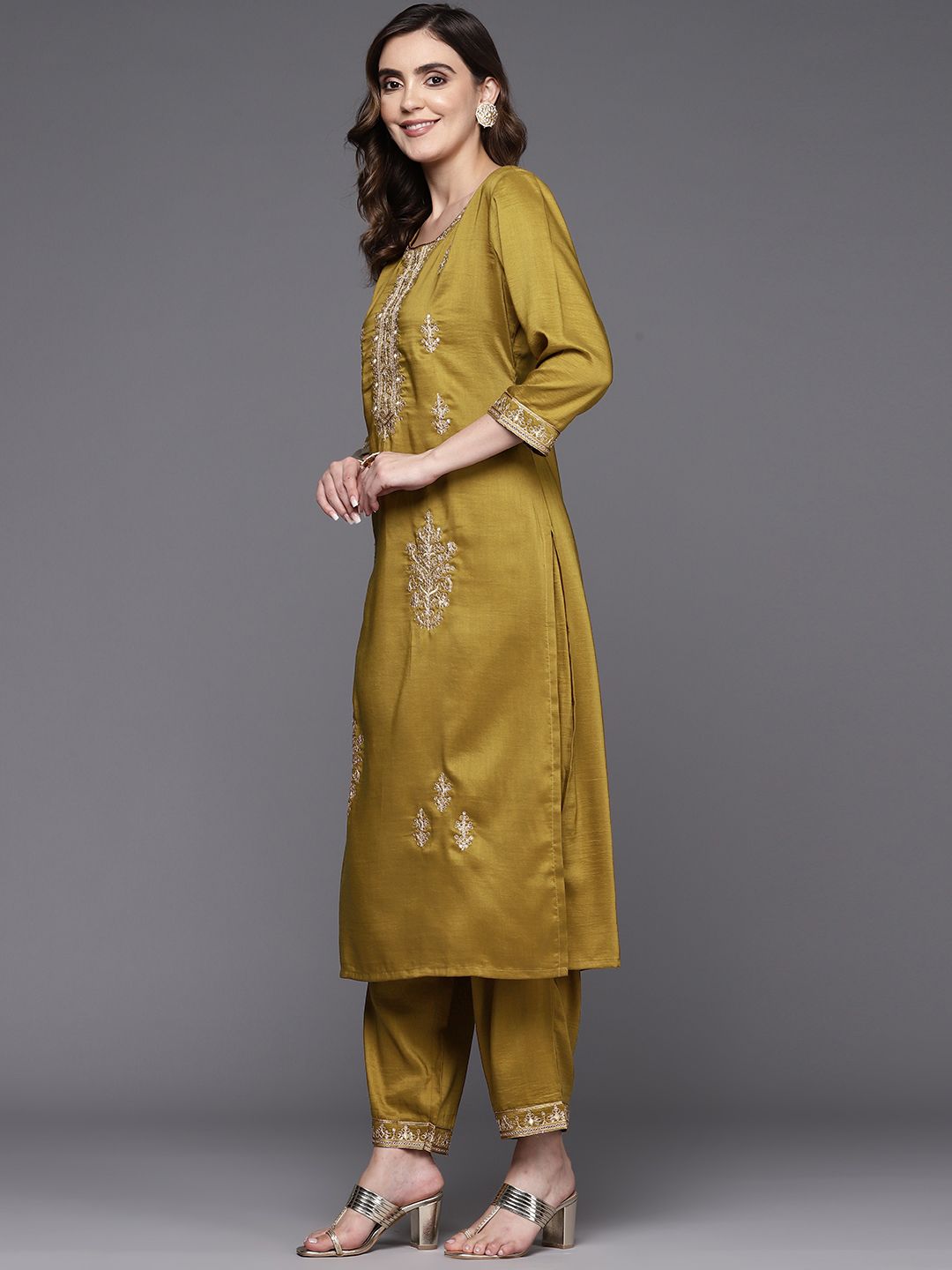 Indo Era Women Ethnic Motifs Embroidered Regular Sequinned Kurta with Trousers & Dupatta