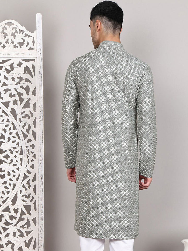 Jompers Men Geometric Embroidered Sequinned Kurta