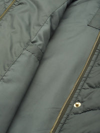 DressBerry Women Olive Green Quilted Longline Hooded Parka Jacket