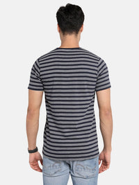 ADRO Men Striped Round Neck Cotton T-shirt