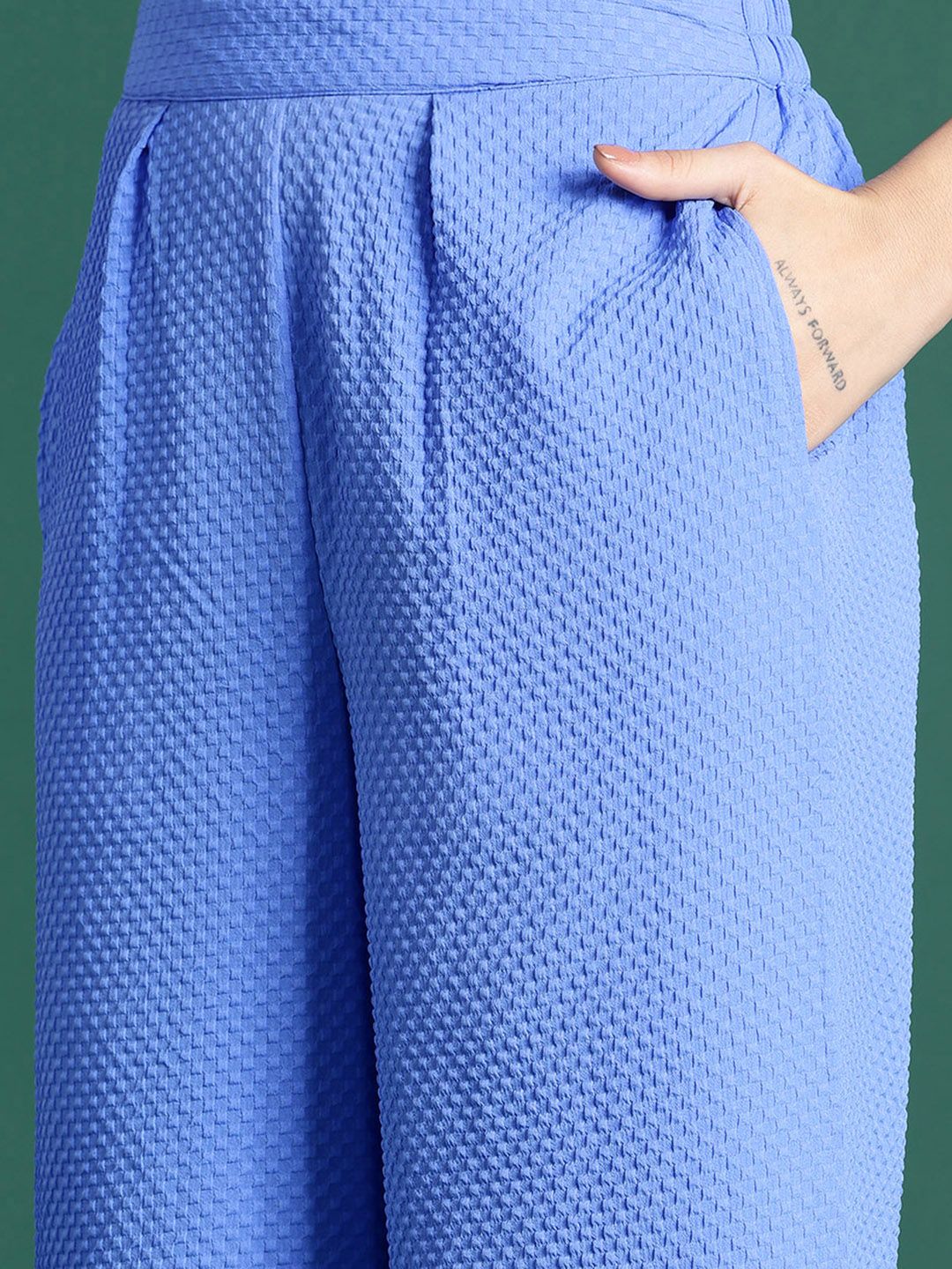DressBerry Twisted Detail Textured Top and Trousers Co-Ord Set