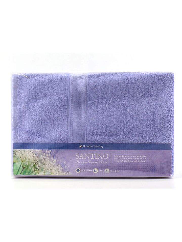 BOMBAY DYEING Blue Santino 550 GSM Pure Cotton Solid Bath Towel