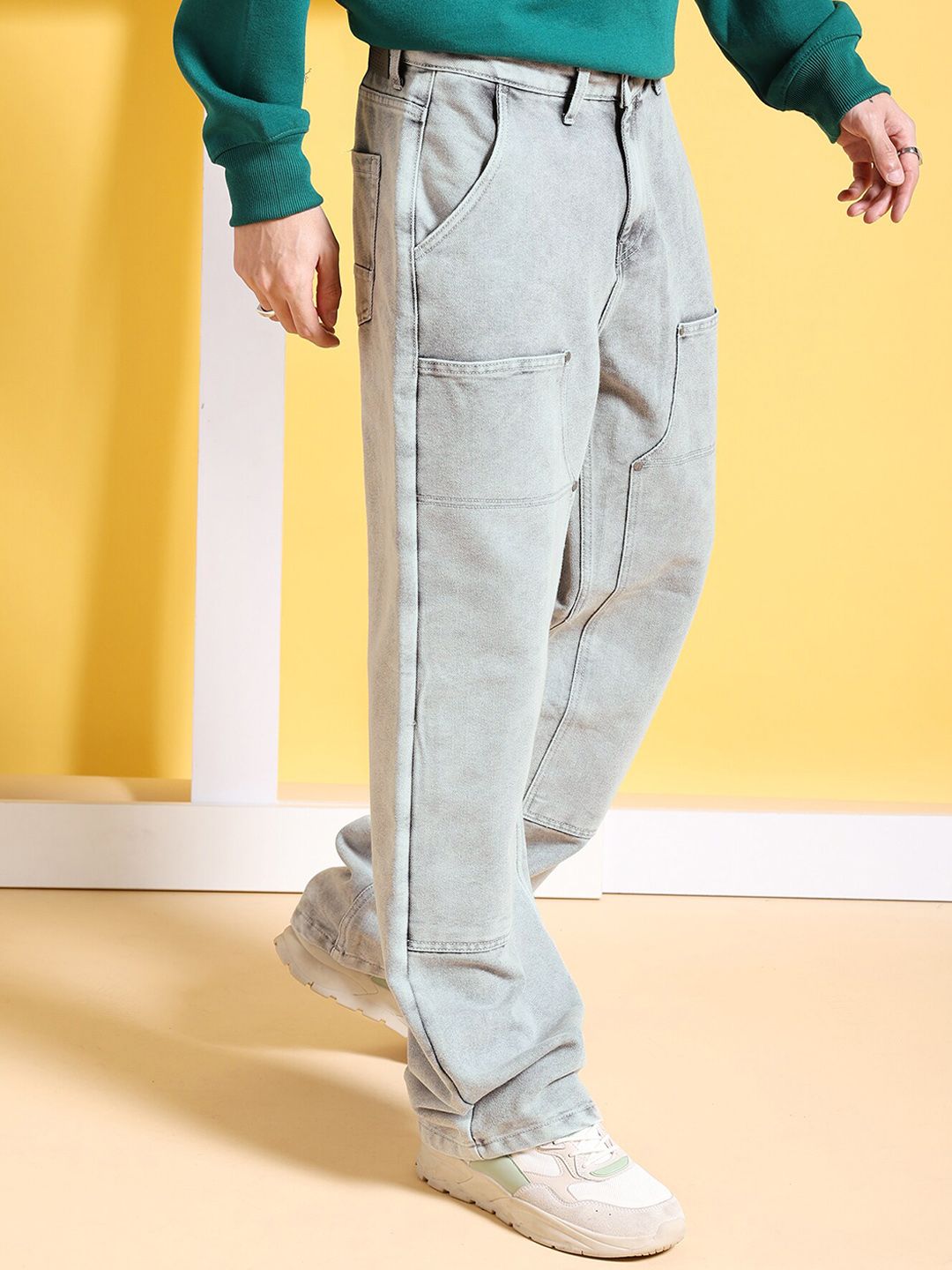 The Indian Garage Co Men Heavy Fade Mid-Rise Relaxed Fit Jeans