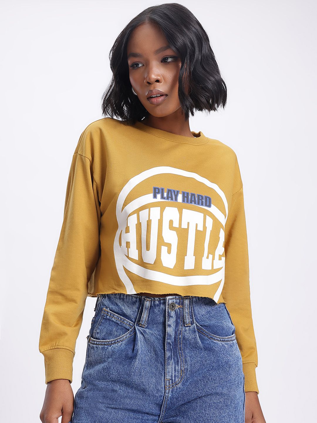 DressBerry Graphic Printed Crop Sweatshirt