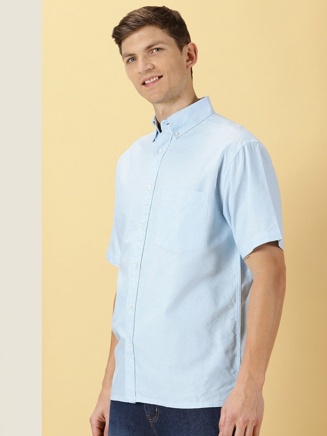 Thomas Scott Button Down Collar Relaxed Boxy Cotton Casual Shirt