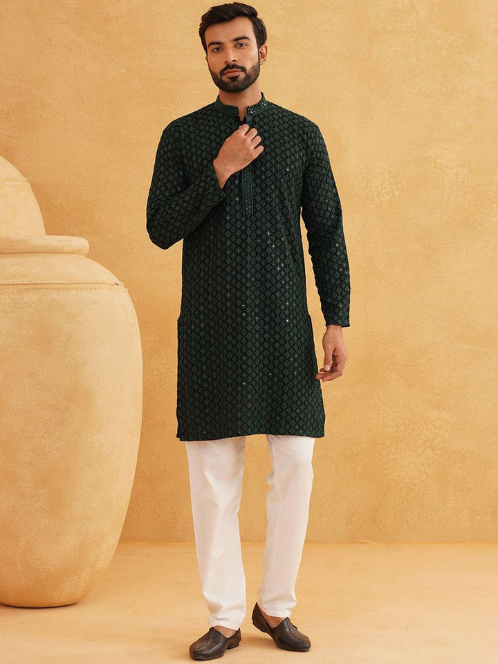 SOJANYA Kurta Kapas Tulen Sulam Bunga Biasa Berlabuci Dengan Churidar