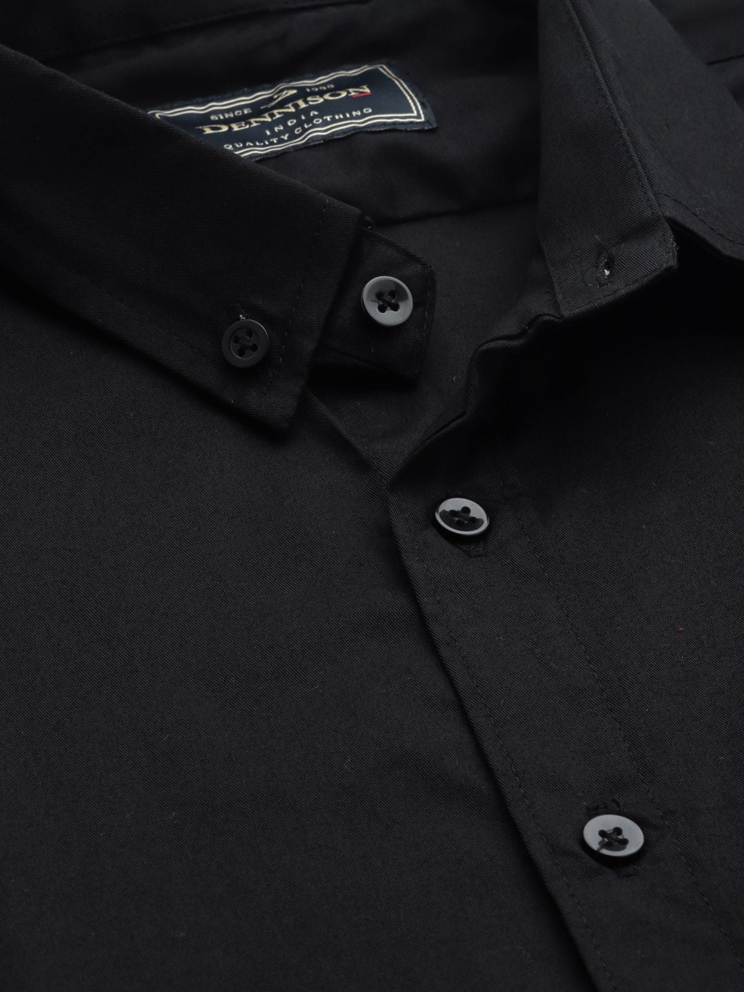 DENNISON Men Black Smart Slim Fit Solid Water & Stain Repellent Casual Shirt