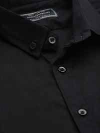 DENNISON Men Black Smart Slim Fit Solid Water & Stain Repellent Casual Shirt