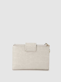 Lino Perros Women Grey Croc Textured Two Fold Wallet
