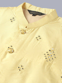 SOJANYA Leheriya Embroidered Pure Cotton Kurta with Pyjamas & Narhu Jacket