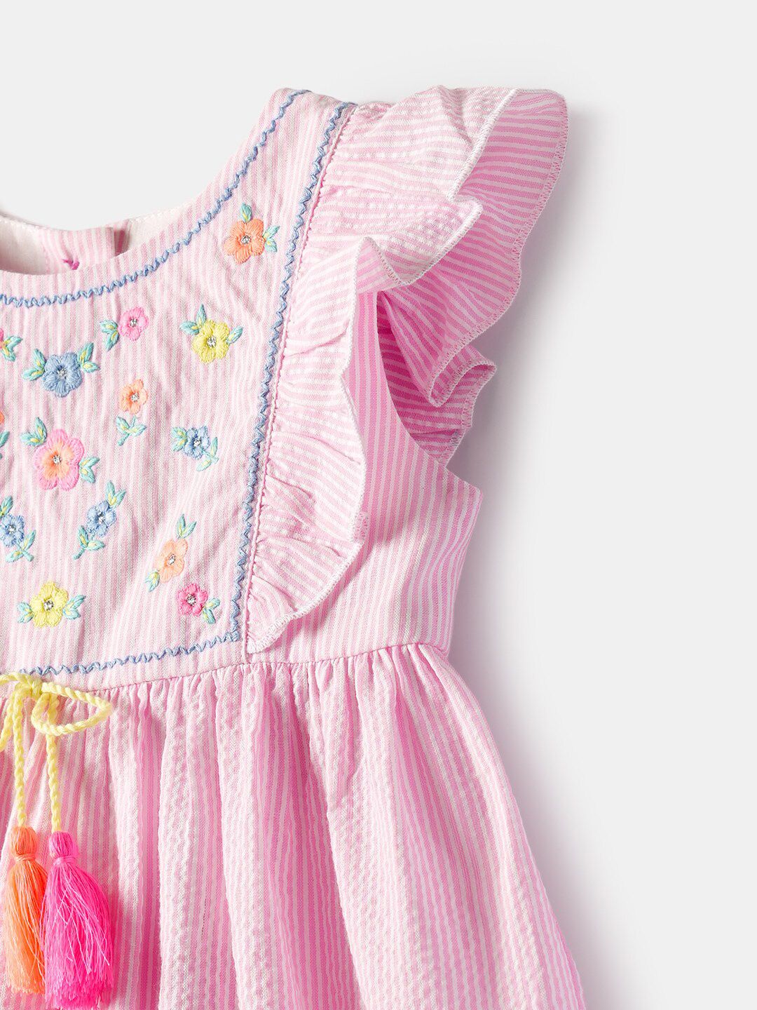Nauti Nati Infants Embroidered Ruffled Sleeveless Cotton Fit and Flare Dress
