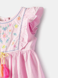 Nauti Nati Infants Embroidered Ruffled Sleeveless Cotton Fit and Flare Dress