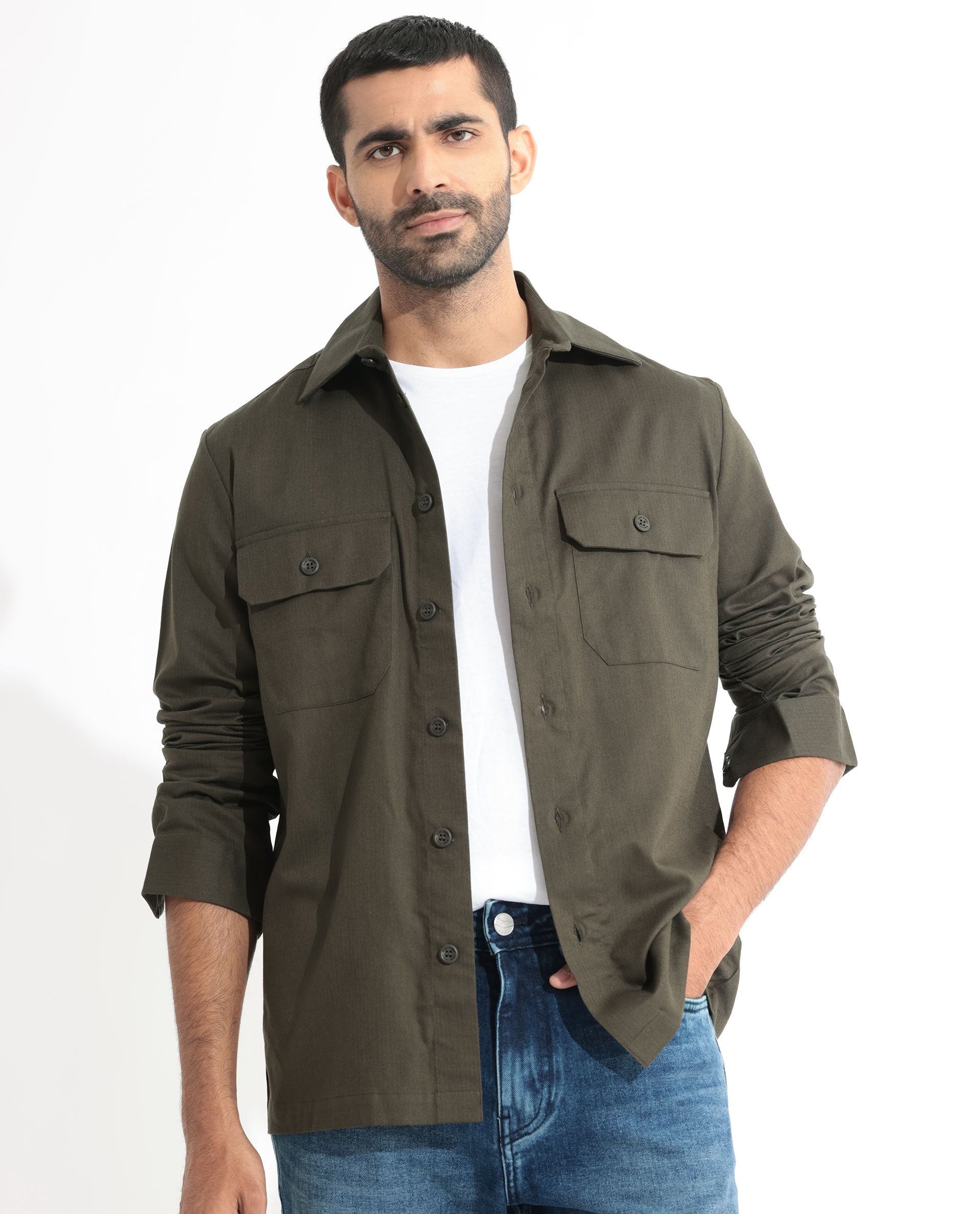 RARE RABBIT Men Lampil Slim Fit Opaque Cotton Shirt