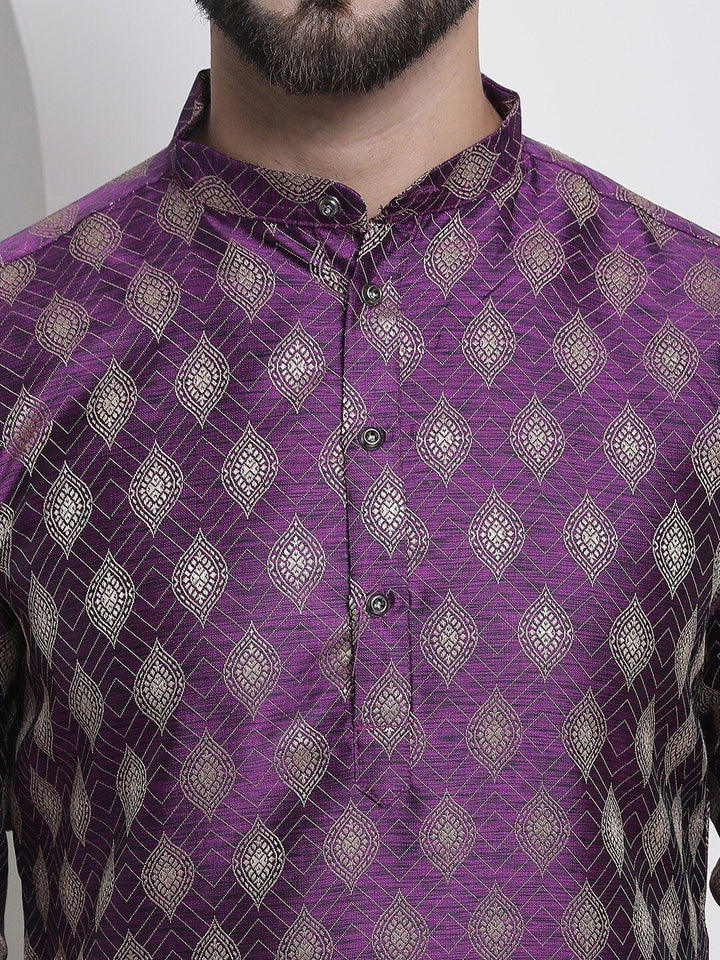 SOJANYA Ethnic Motifs Woven Design Mandarin Collar Jacquard Kurta