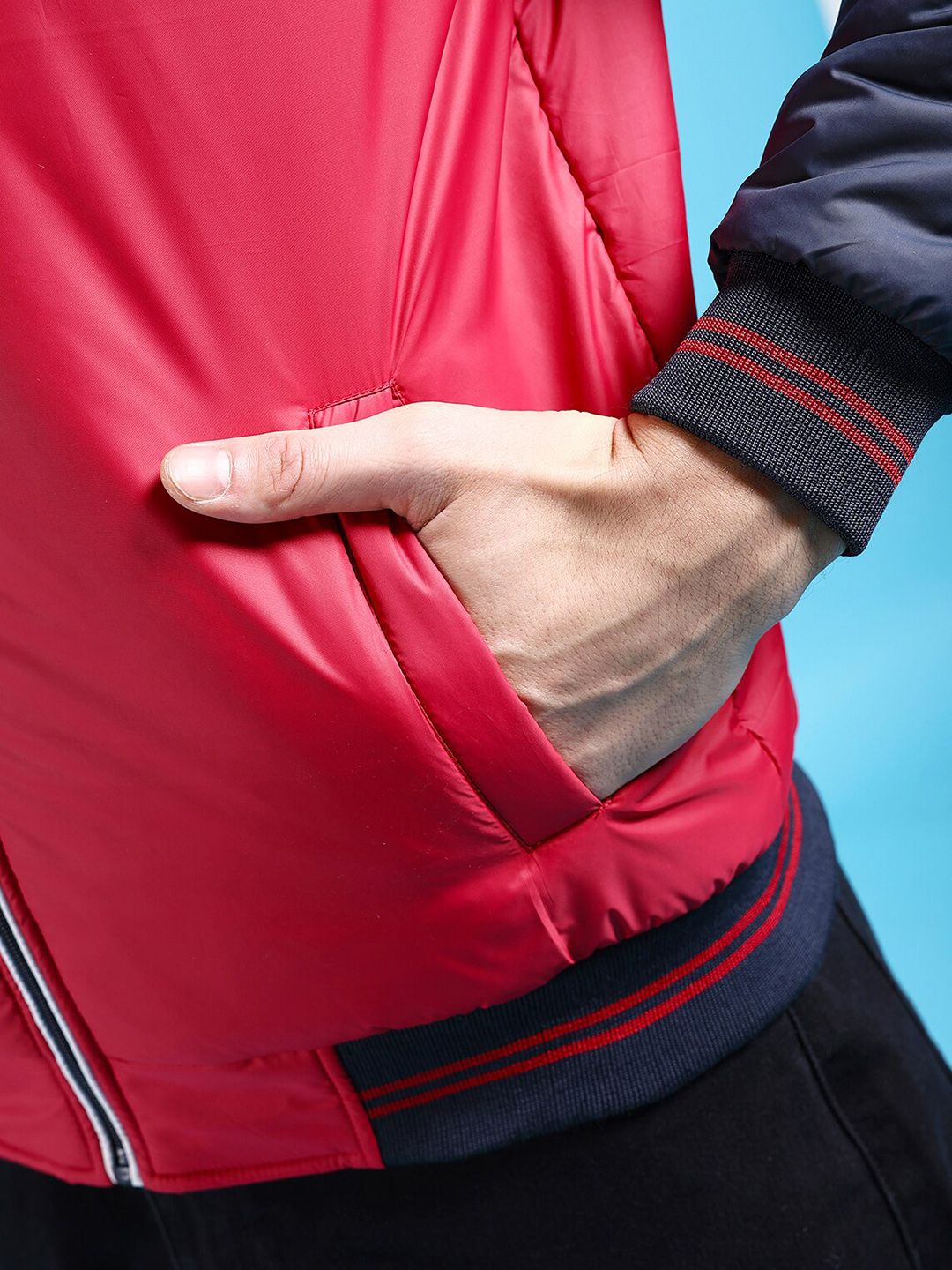 The Indian Garage Co Men Red Colourblocked Outdoor Sporty Jacket