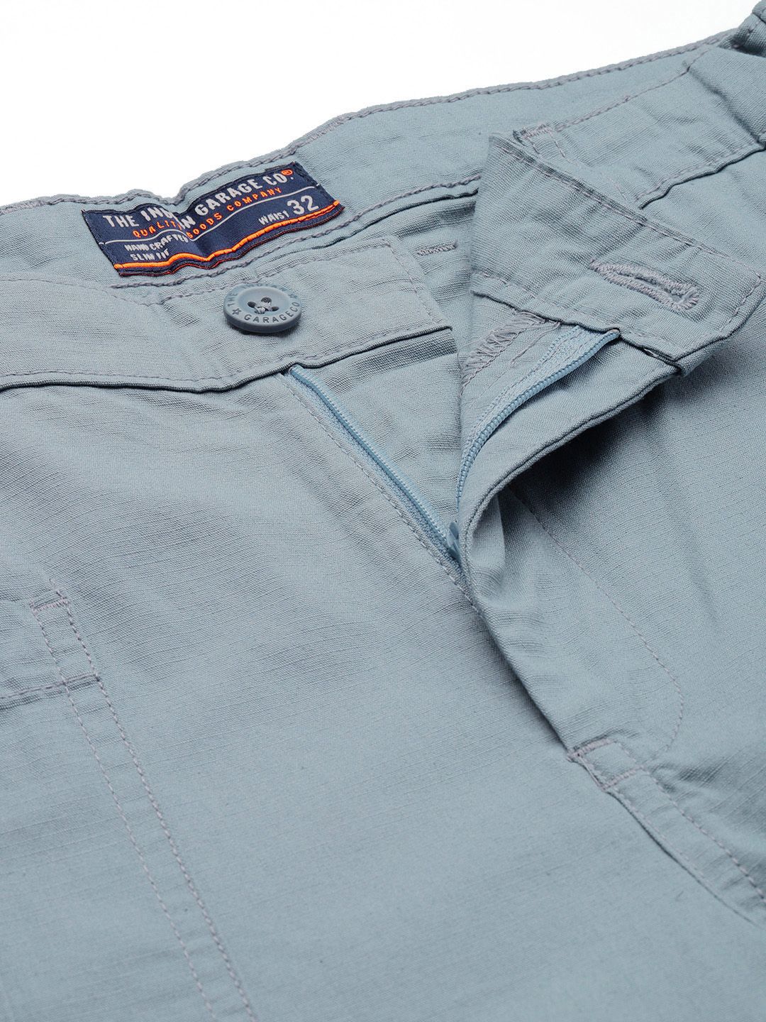 The Indian Garage Co Men Relaxed Fit Ripstop Cargo Trousers