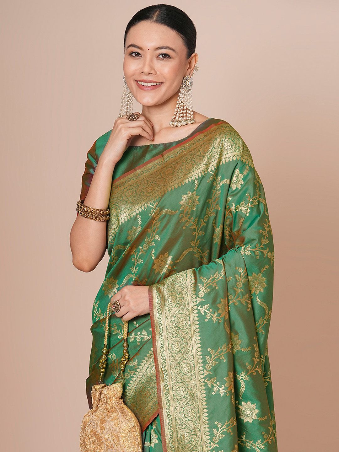 House of Pataudi Ethnic Motifs Woven Design Banarasi Saree