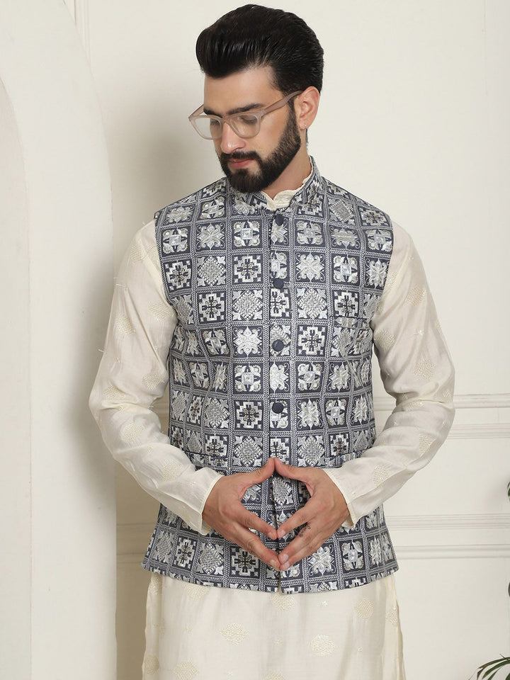 SOJANYA LUXE Jaket Nehru Kolar Mandarin Sulam Lelaki