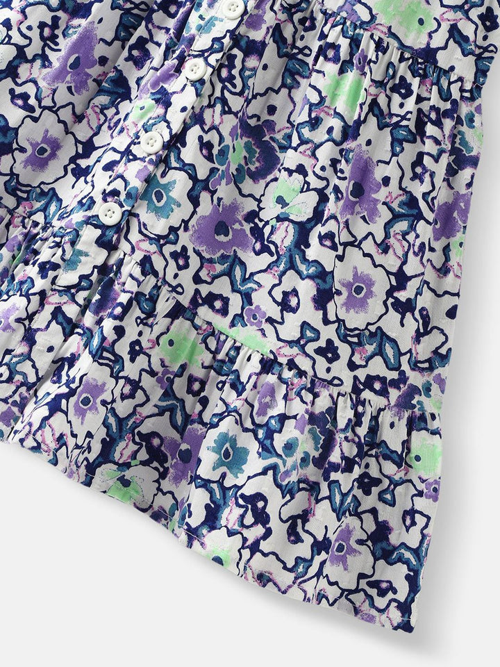 Nauti Nati Girls Floral Printed Knee Length Dress