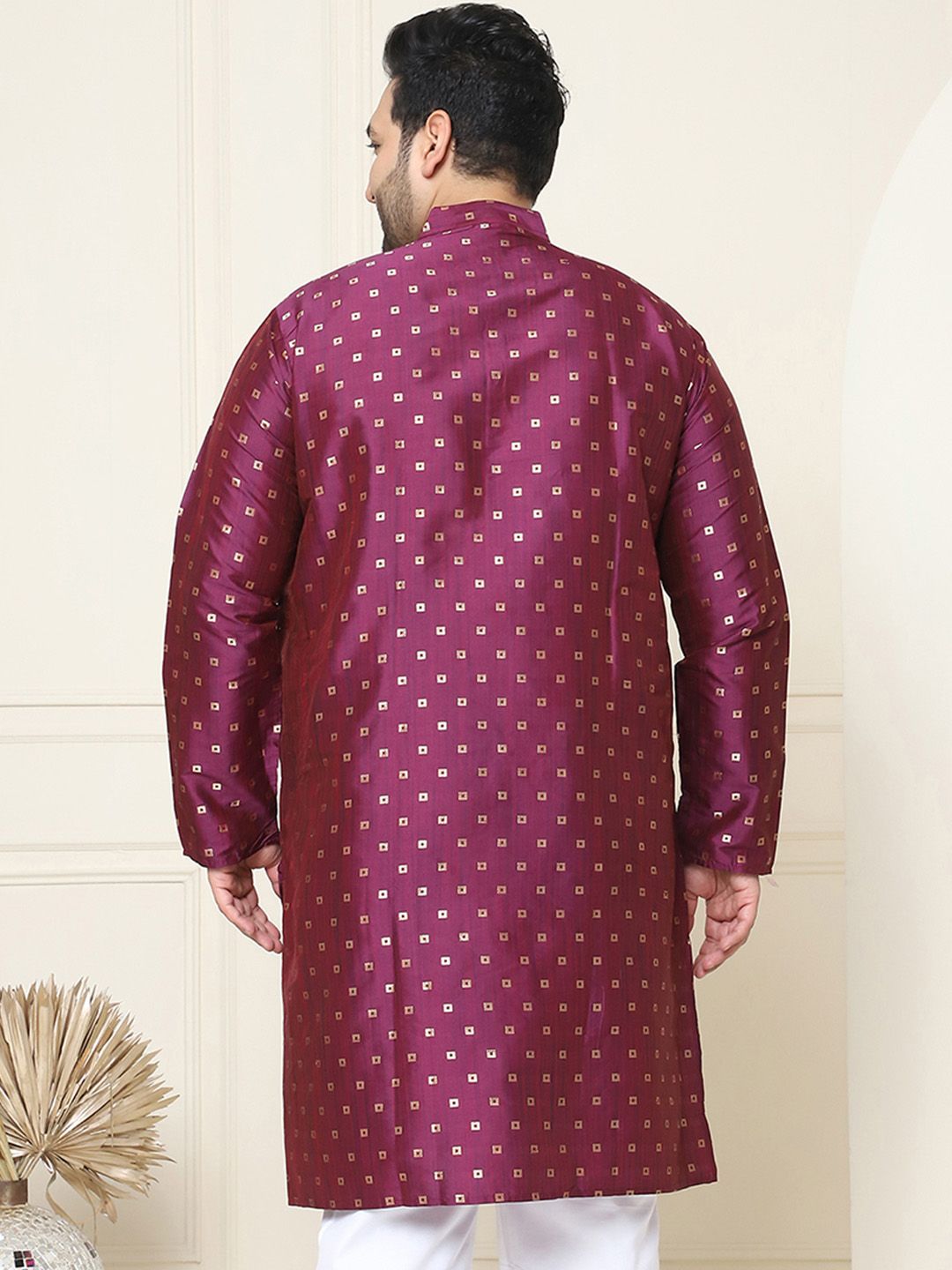 SOJANYA PLUS Size Geometric Printed Band collar Straight Kurta