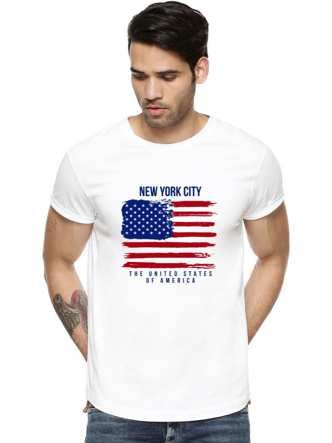 ADRO  Pack of 3 Printed Round Neck Cotton T-shirt